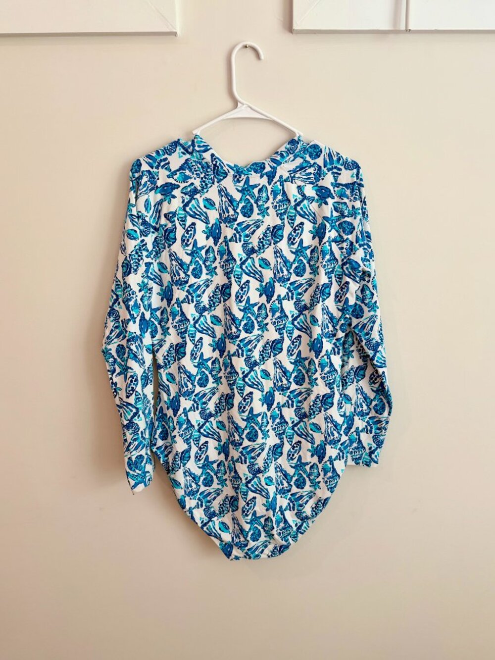 Lilly Pulitzer Randee Rashguard Swimsuit Shell Collector UPF 50+ Size 16 - Picture 4 of 7
